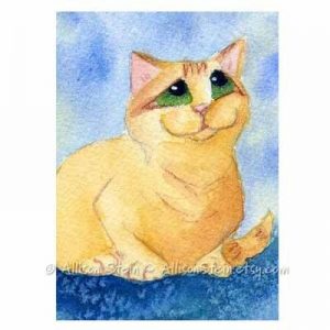Orange Cat ACEO. Watercolor by Allison Stein 2009
