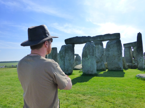 Mike ponders Stonehenge. Photo by Allison Stein 2013