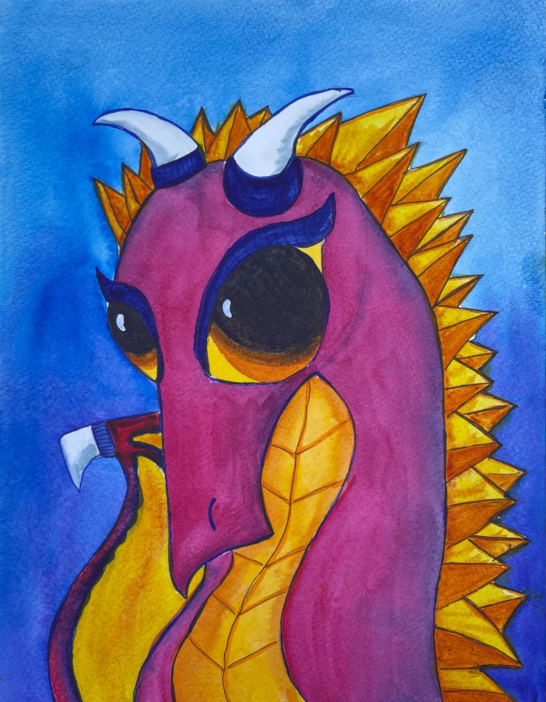 My Little Dragon, Original Watercolor by Allison Stein 2020